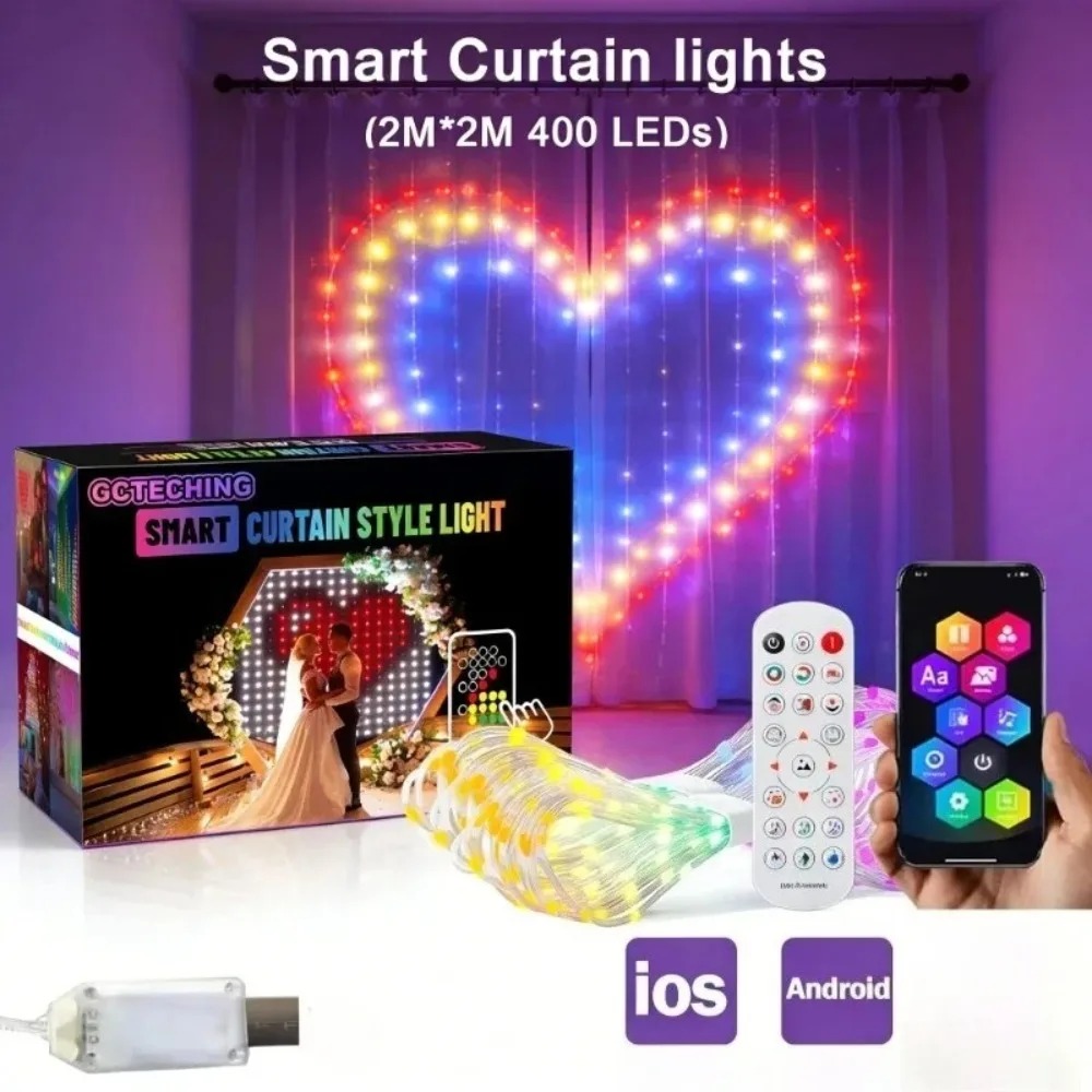 Outdoor Lighting And Decor - Outdoor LED Pixel Curtain Lights Bluetooth