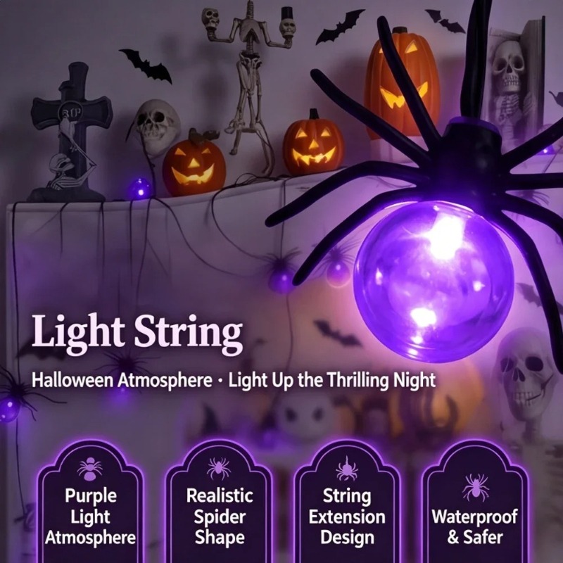 Outdoor Lighting And Decor - Battery Powered Spider LED String Lights,