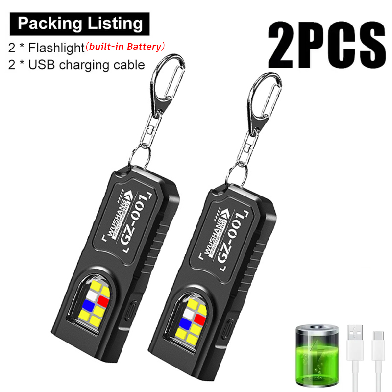 Outdoor Lighting For Camping - Multifunctional Keychain Flashlight USB Rechargeable Mini