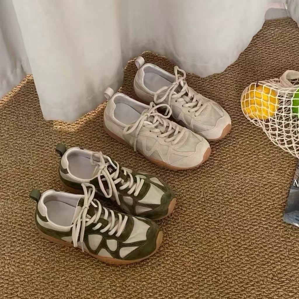 Outdoor Lighting Vintage - Vintage Patchwork Lace Up Sneakers For