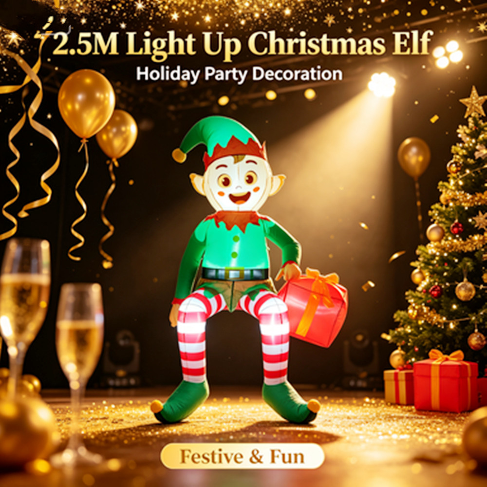 2.5M Christmas Inflatable Elf  - Outdoor Lighting Box ulasan dan harga