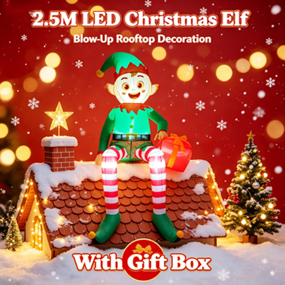 2.5M Christmas Inflatable Elf  - Outdoor Lighting Box ulasan dan harga