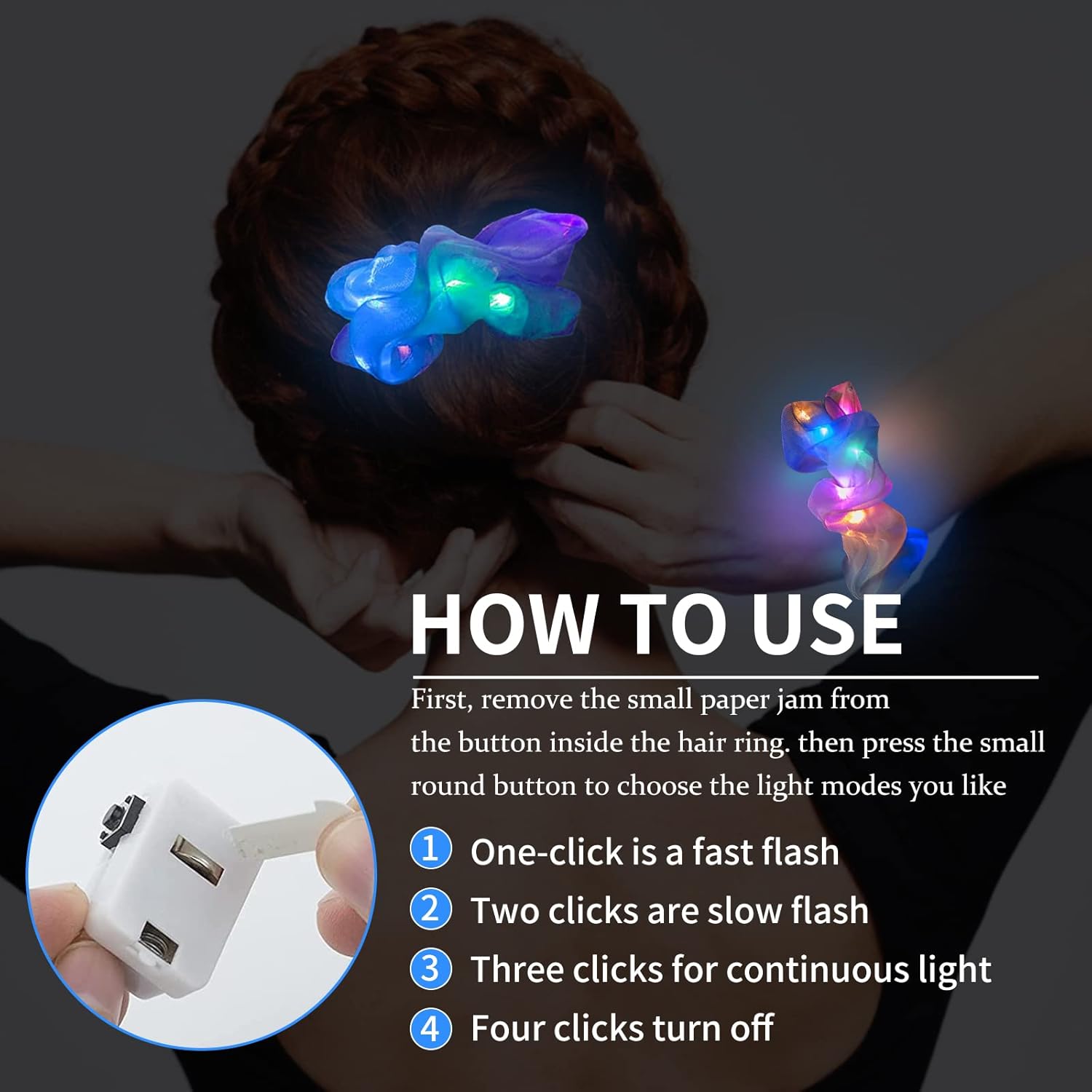 6pcs LED Scrunchies Hair Bands - Outdoor Lighting Ideas For Party ulasan dan harga