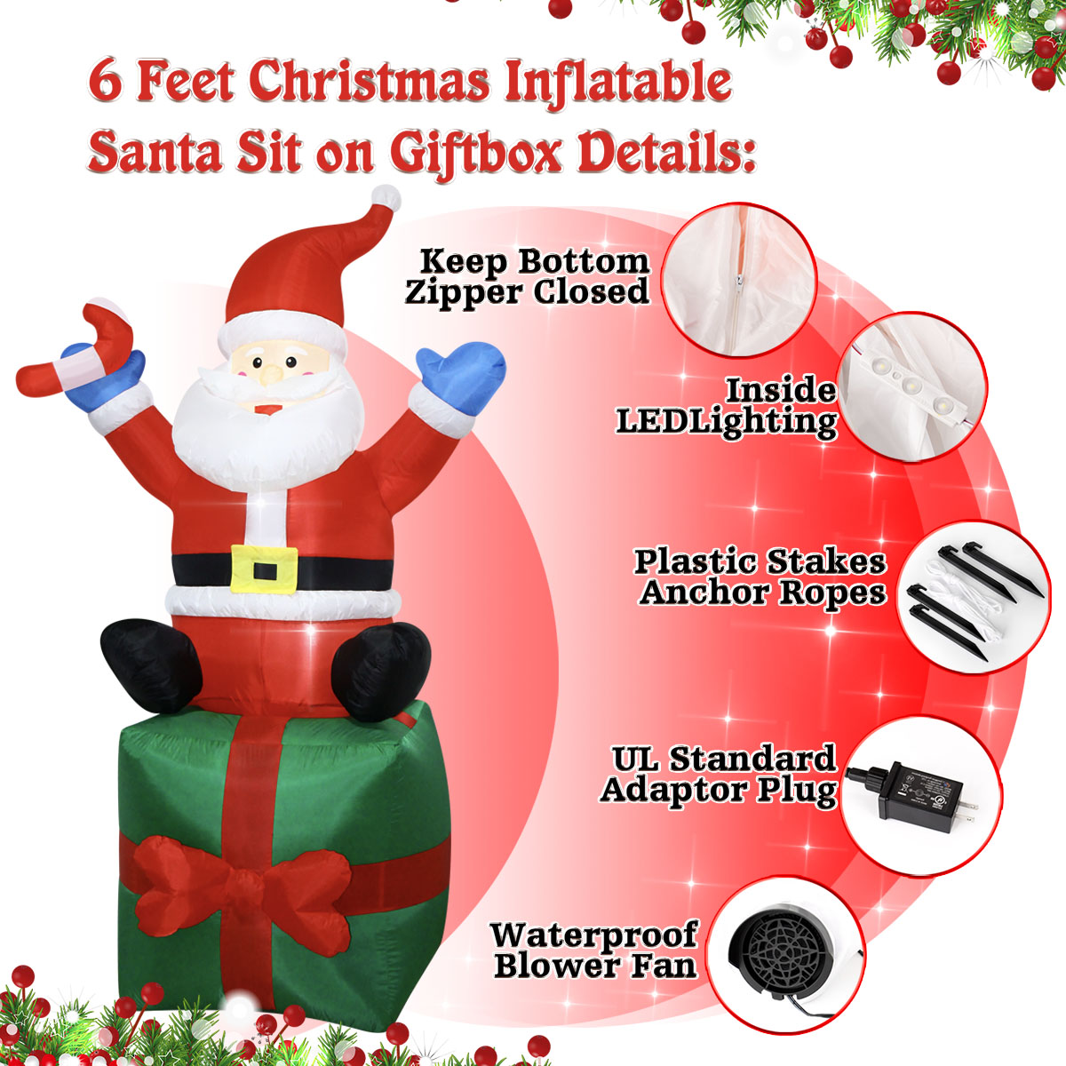 6 FT Christmas Inflatables San - Outdoor Lighting Box ulasan dan harga