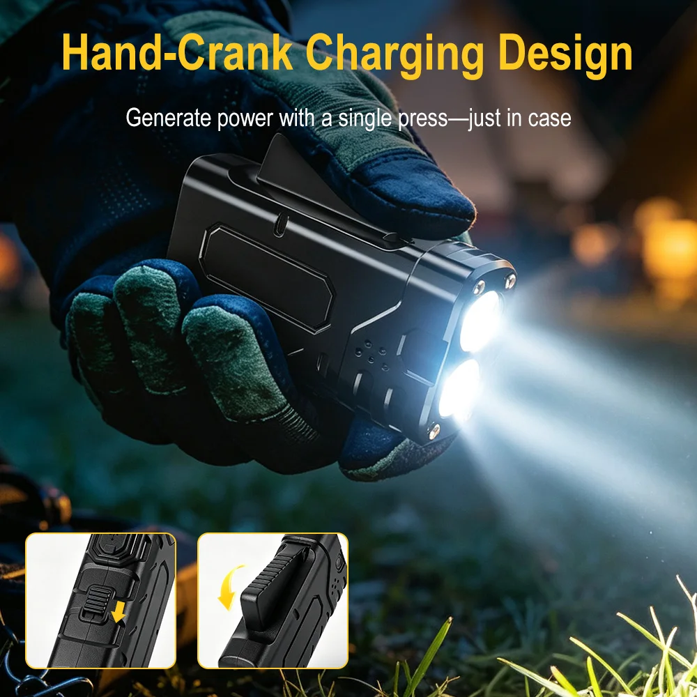 BORUIiT Hand Crank EDC LED Fla - Outdoor Lighting Construction ulasan dan harga