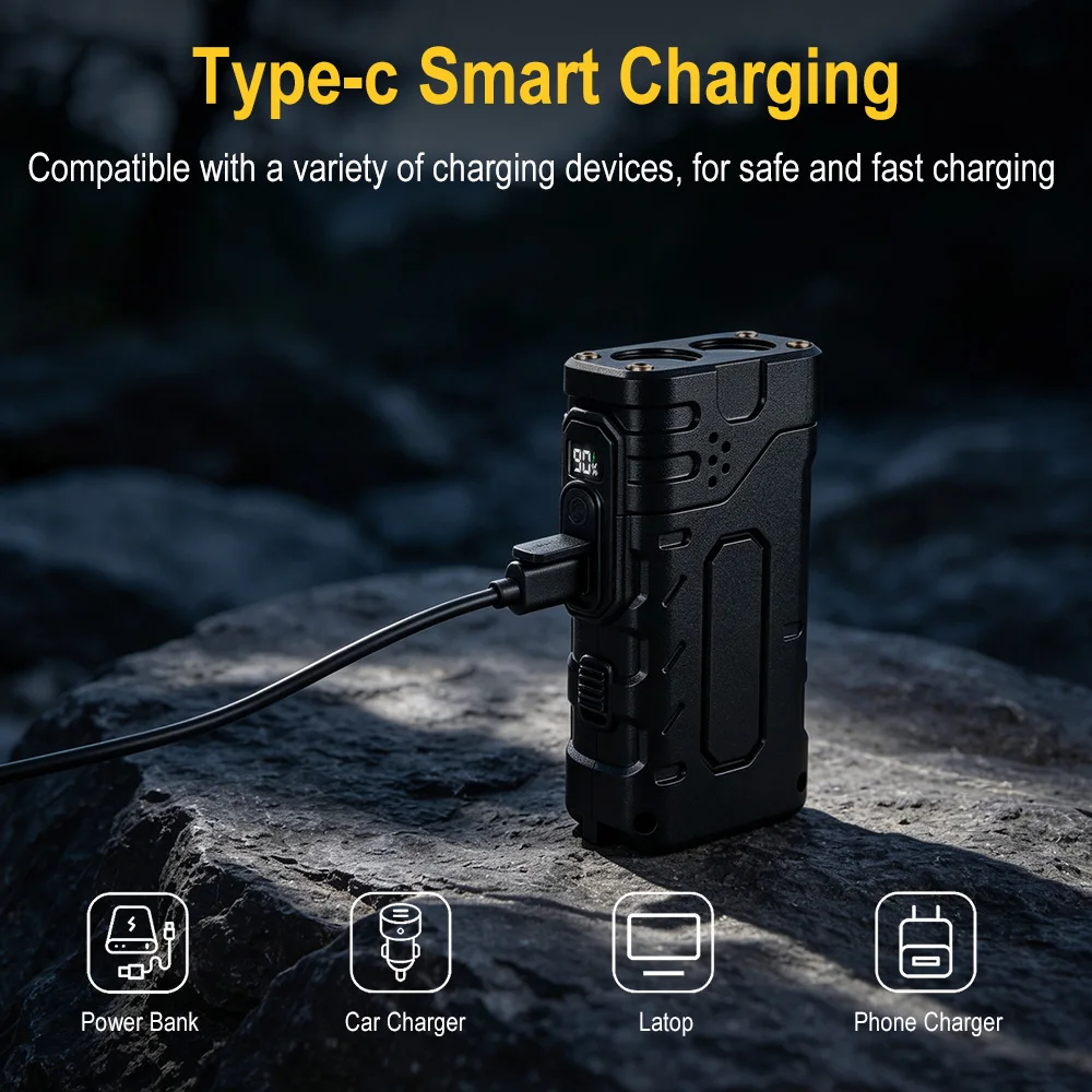 BORUIiT Hand Crank EDC LED Fla - Outdoor Lighting Construction ulasan dan harga