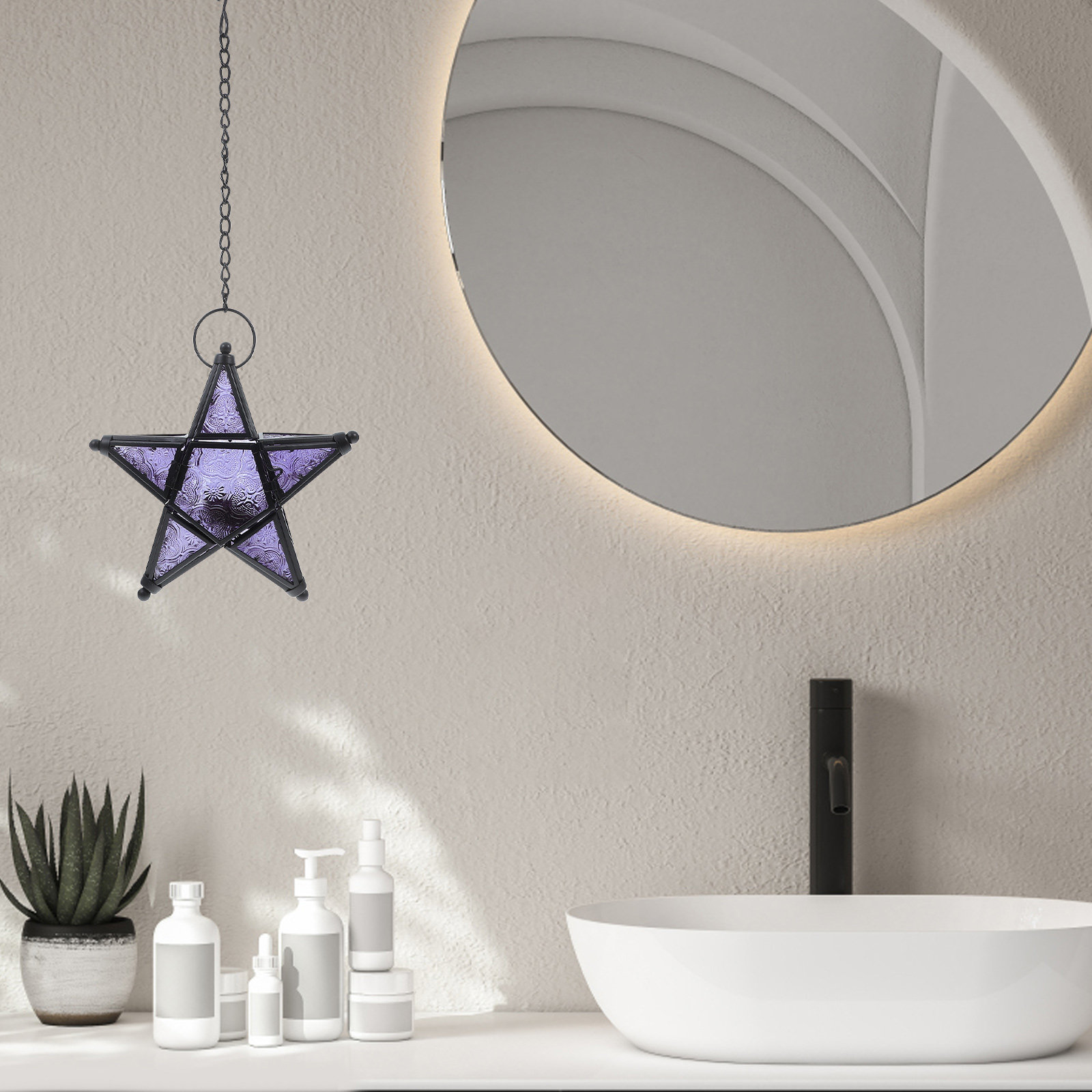 Star Lantern Hanging Glass Dec - Outdoor Lighting Vintage ulasan dan harga