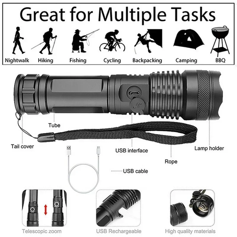 High Power XHP70 Led Flashligh - Outdoor Lighting Ideas For Party ulasan dan harga